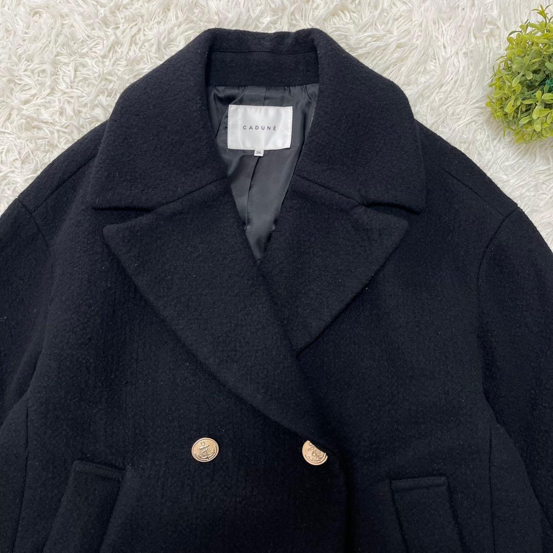 美品✨CADUNE ピーコート Pコート金ボタン オーバーシルエット36ネイビー