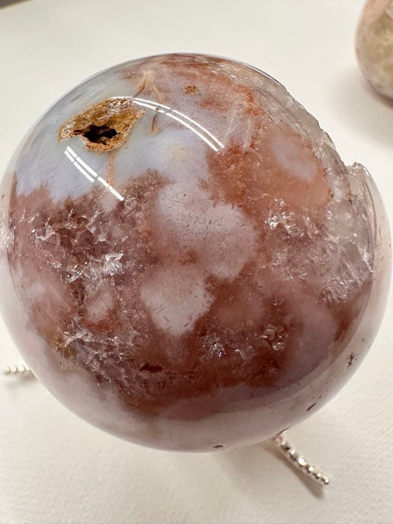 高品質　ピンクアメジスト　ブルーアゲート　水晶　笑口　スフィア