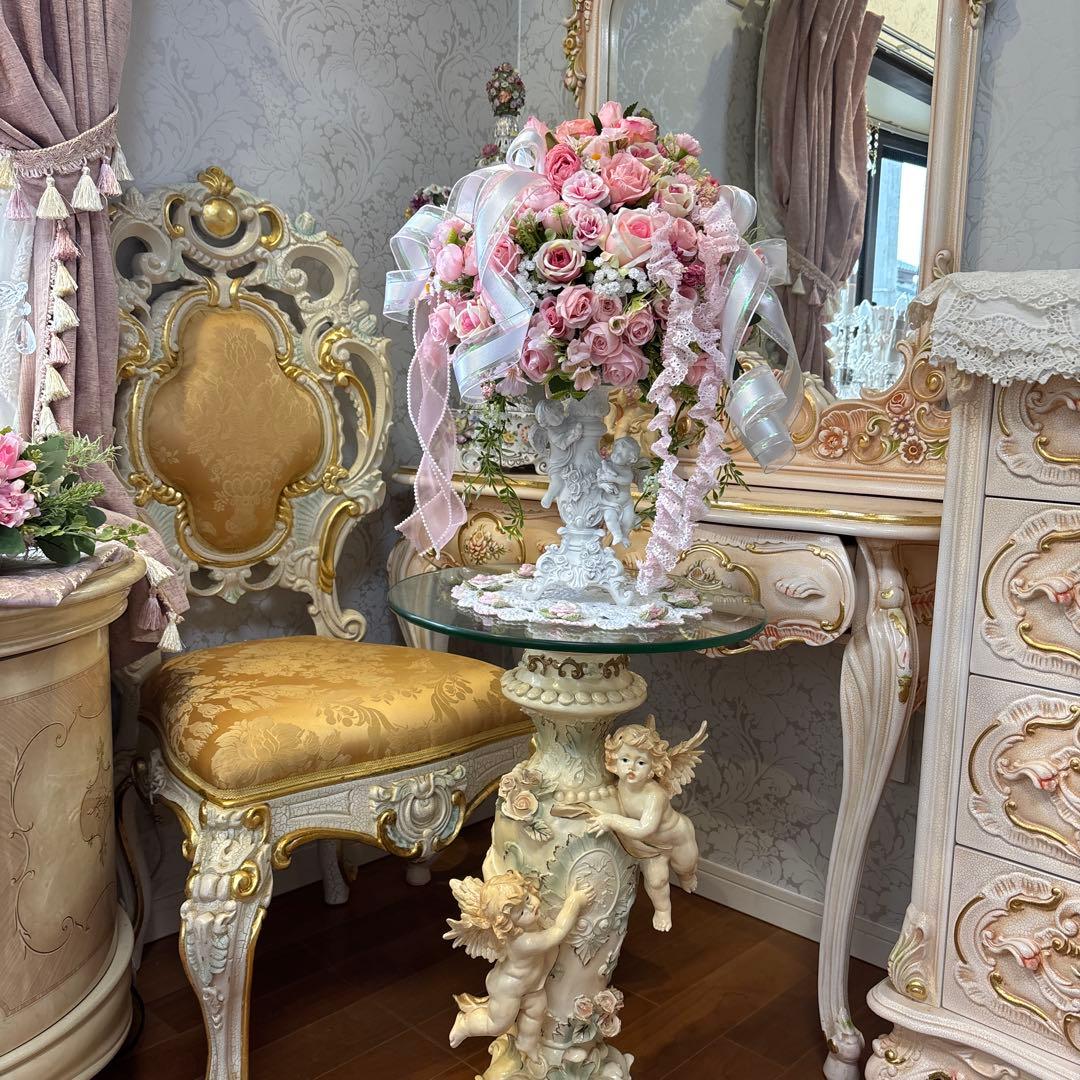 天使・ダブルフェイス・フラワーアレンジメント・レース・リボン