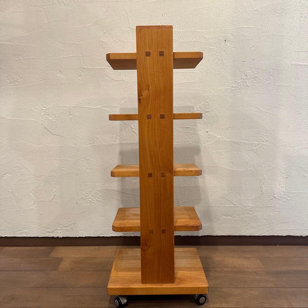 キャスター付きフリーラック 5段 ブラックチェリー無垢