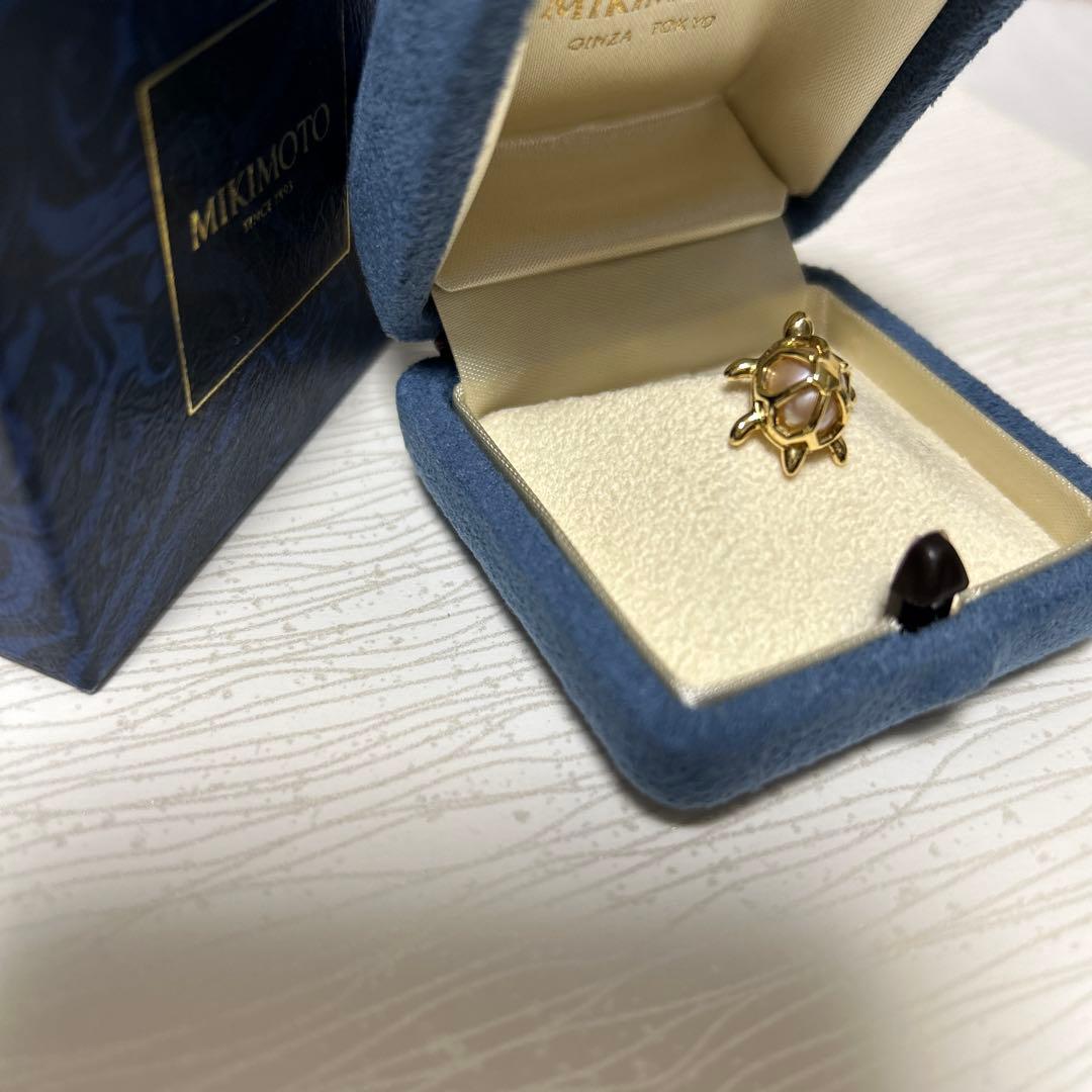 MIKIMOTO ミキモト　真珠　パール　亀　カメ　ピンブローチ　YG K18