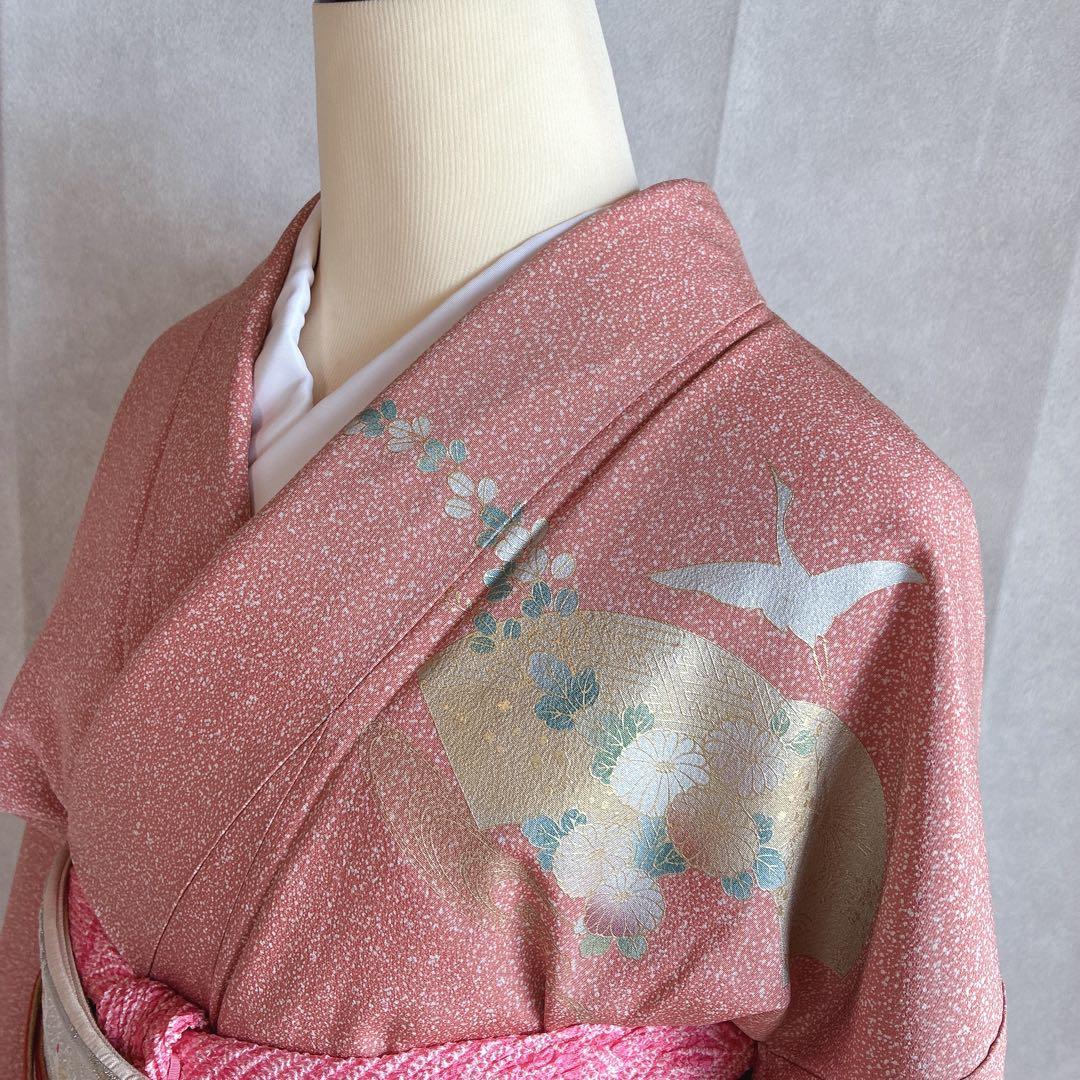 訪問着　フルセット　着物　正絹　トールサイズ　金彩　御所車　古典　G10