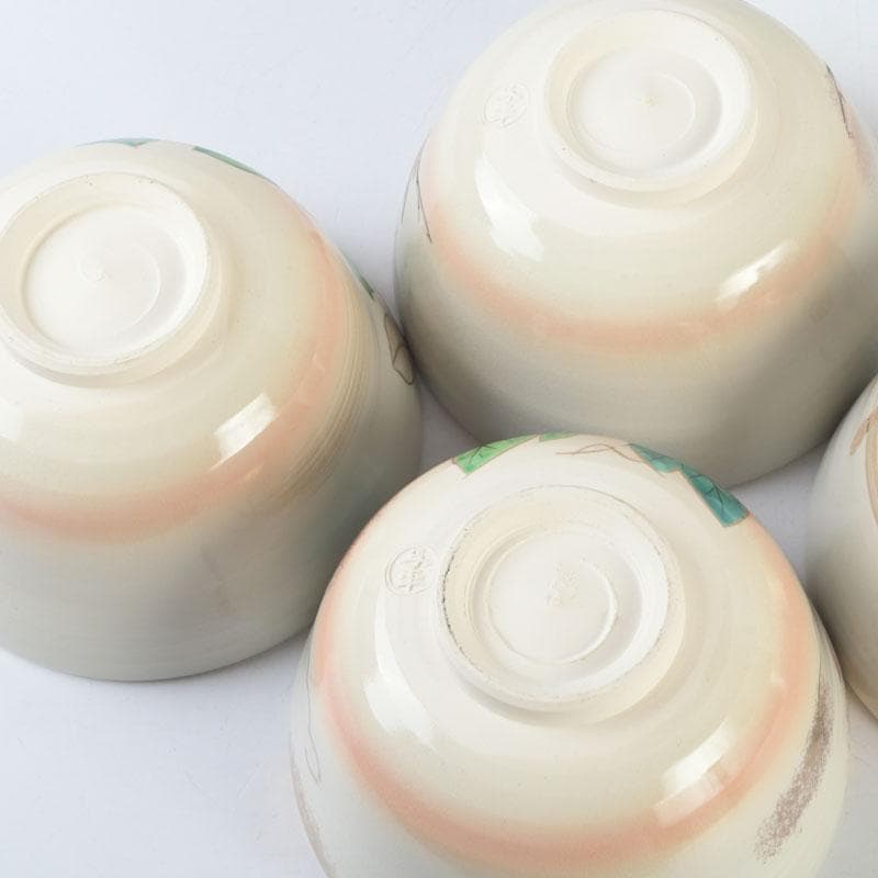 茶道具　中村与平作　四季茶碗　四客　共布共箱　V　9842A