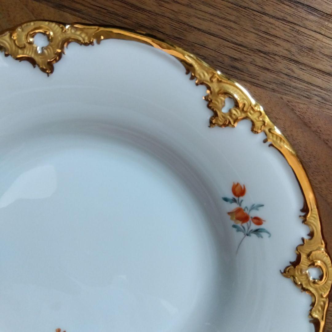 MEISSEN　マイセン　グランツゴールド　5つ花 プレート 17.5cm