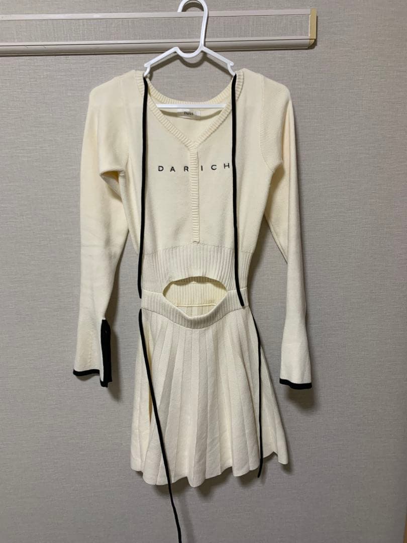 【Darich】 ウエストオープンリボンデザインニットミニワンピース