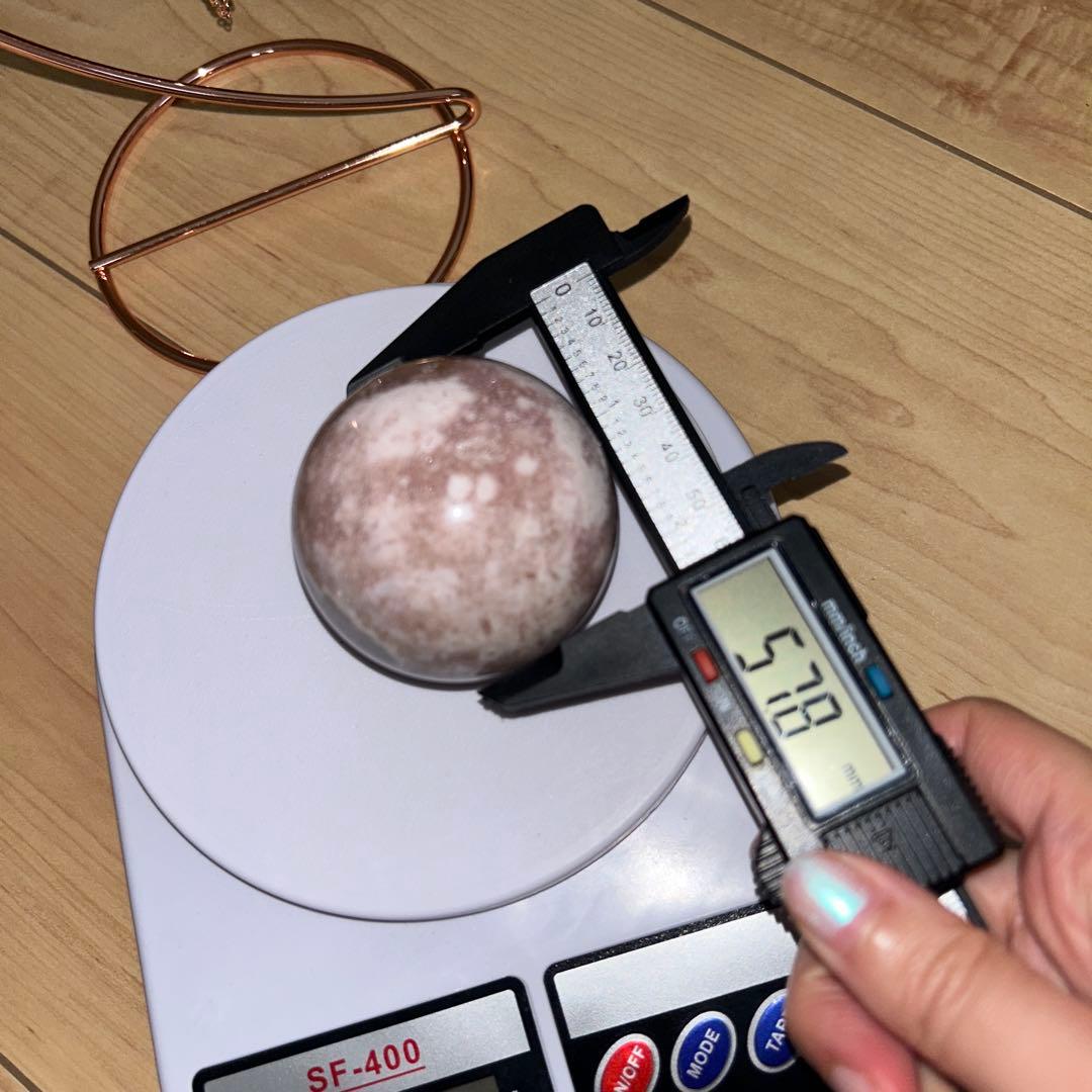 チェーンスフィア台座 ピンクアメジストスフィア セット 天然石 57.8ミリ