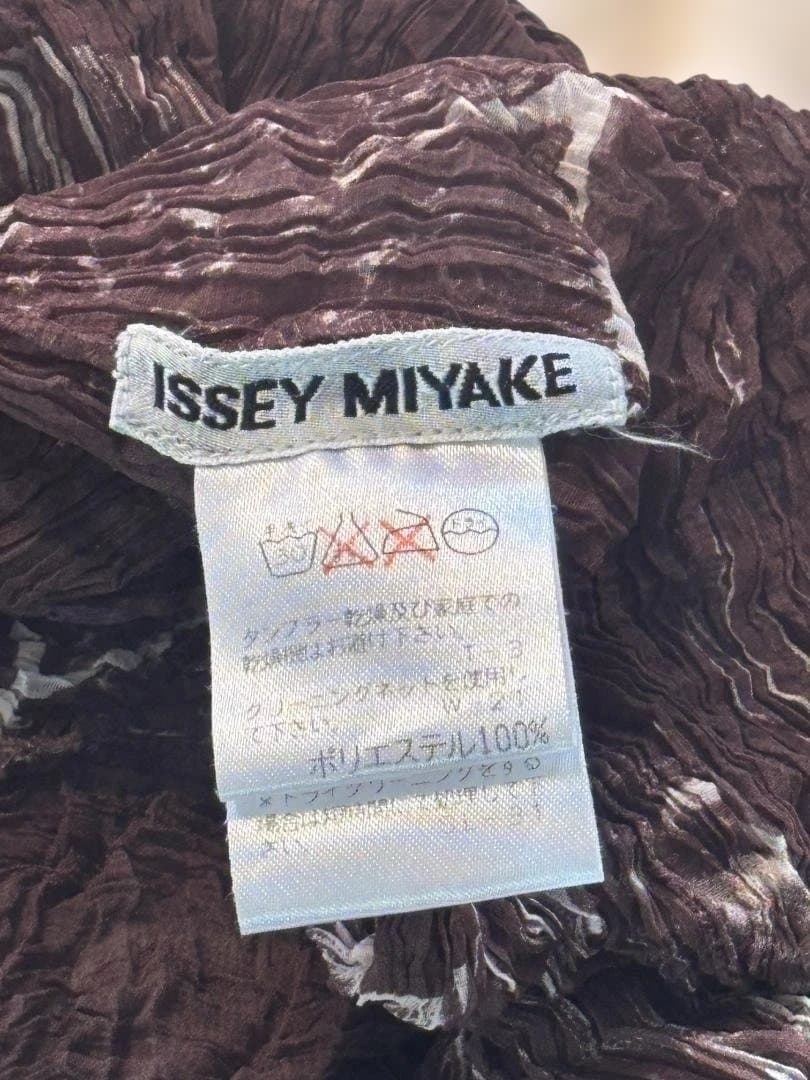 [希少] ISSEY MIYAKE しわプリーツ マーブルブラウントップス