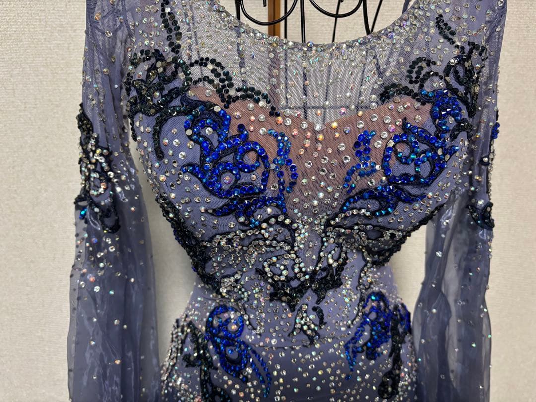 社交ダンスドレス　スタンダード　ブルーグレー