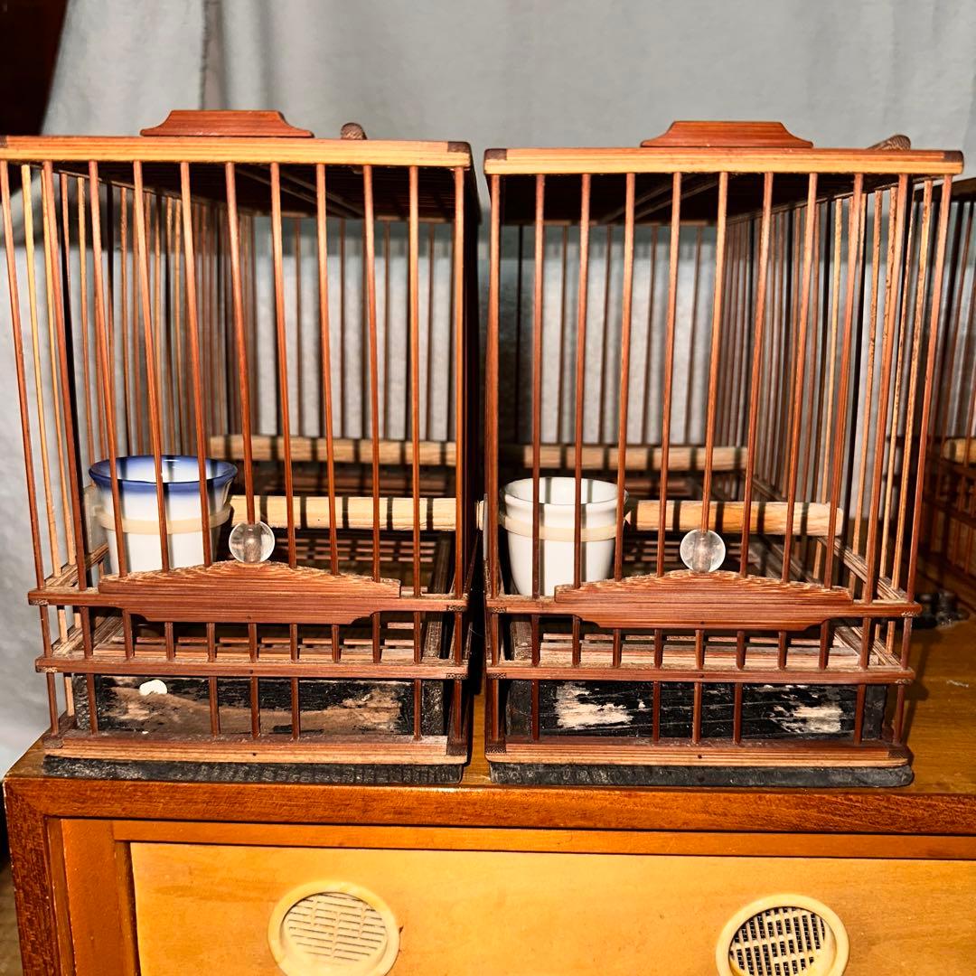 手作りメジロ籠4カゴ&手作りメジロ寝かせ箱のセット‼️