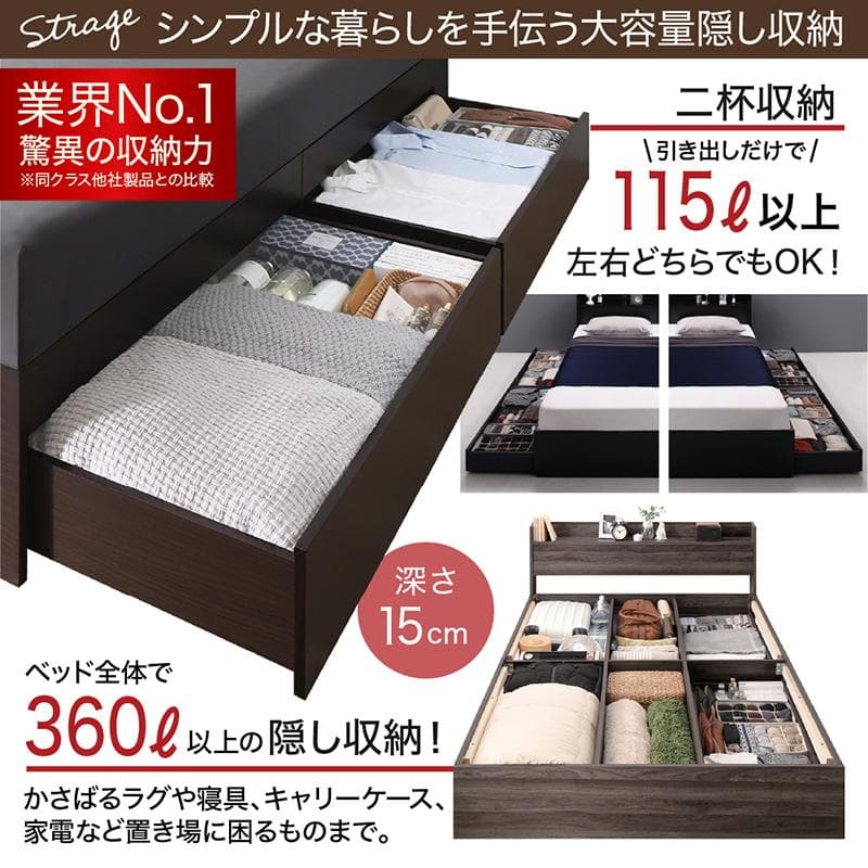 最安値！マットレスなし セミダブルベッド 収納 コンセント 送料込み！ 29