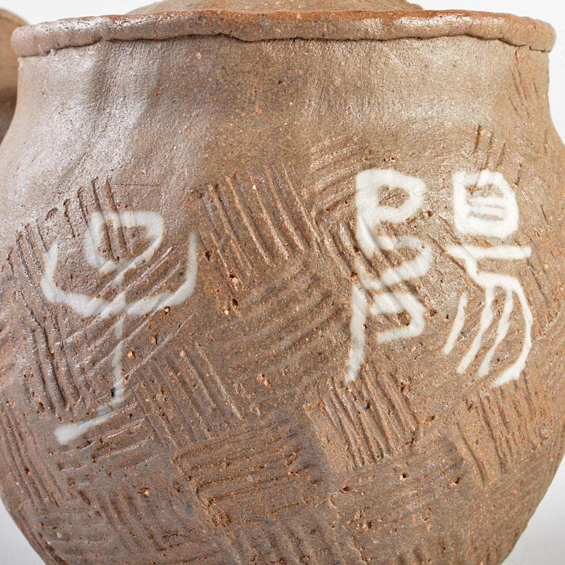 煎茶道具　萬古焼　古稀一光作　手捻　横手急須　茶壷　D　R5552