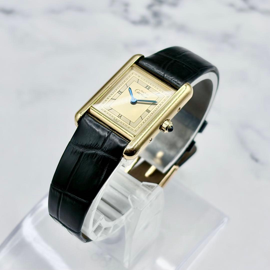 【OH済／極美】カルティエ マストタンク SM ヴェルメイユ 最高級クロコダイル