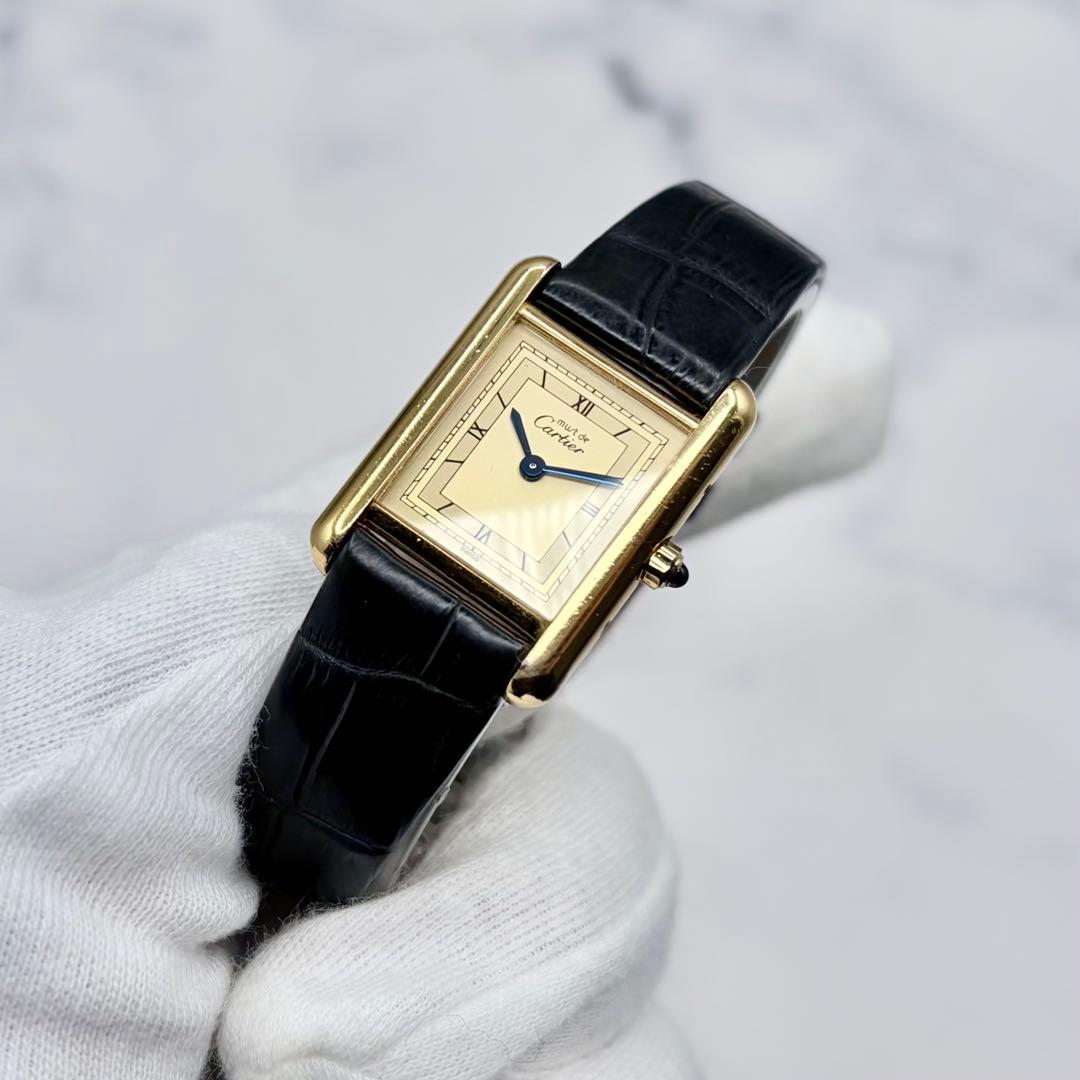 【OH済／極美】カルティエ マストタンク SM ヴェルメイユ 最高級クロコダイル