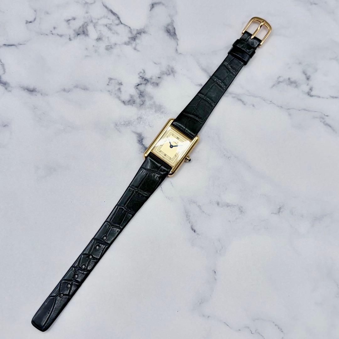 【OH済／極美】カルティエ マストタンク SM ヴェルメイユ 最高級クロコダイル