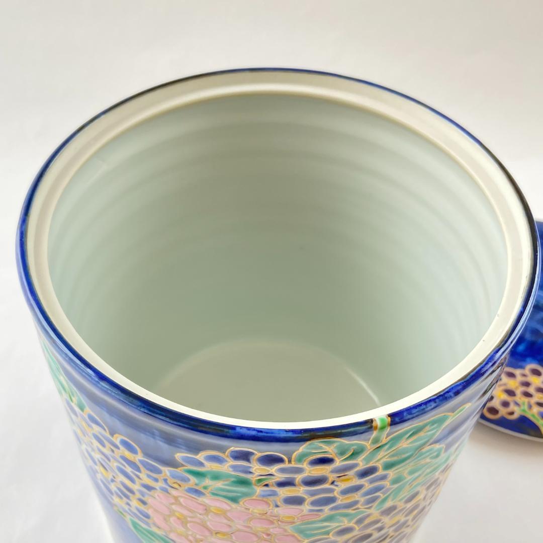 水指 色絵 紫陽花　高野昭阿弥　共箱入　茶道具　茶器　伝統工芸品