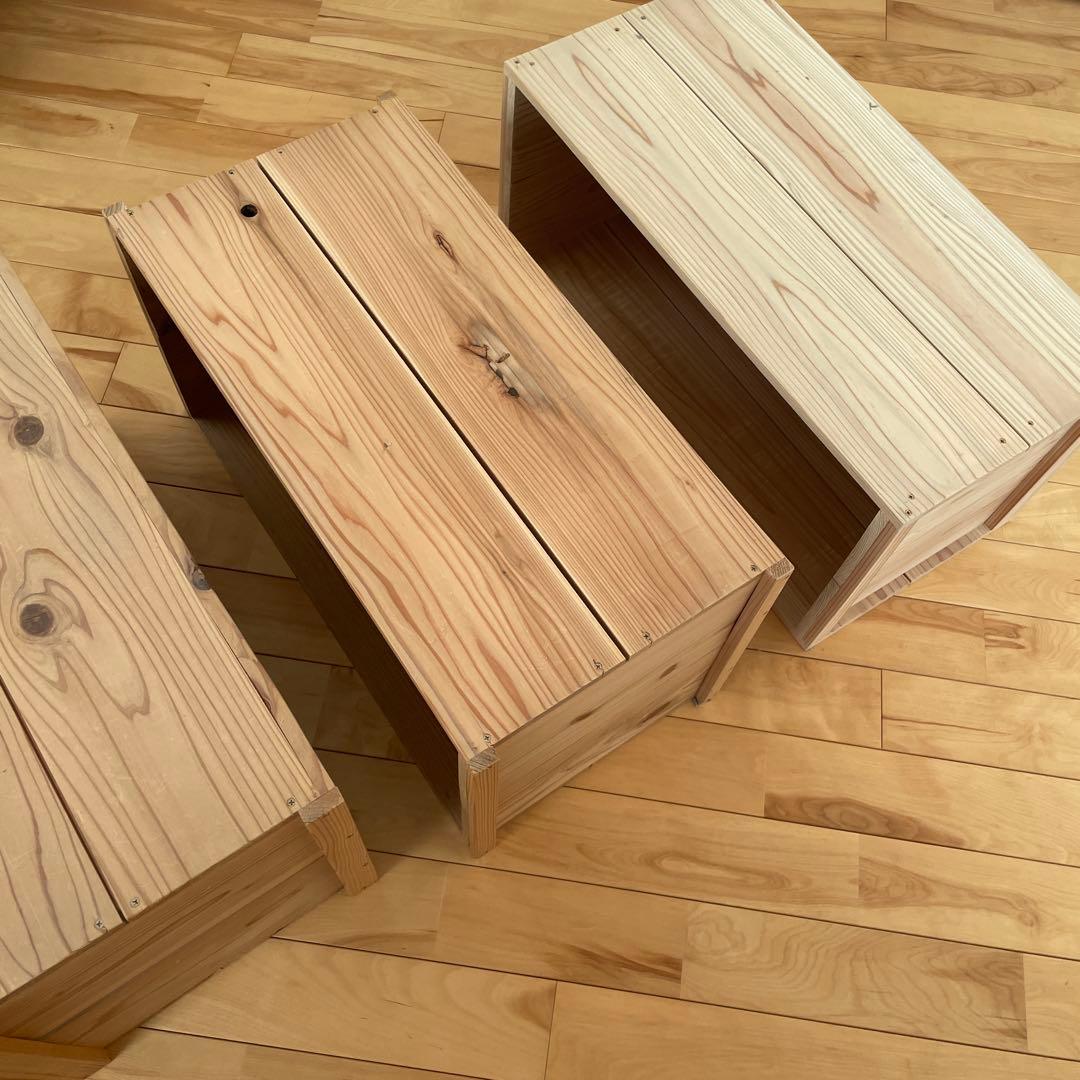 イエノlabo りんご箱　本棚　シェルフ　木製　3点セット　中古