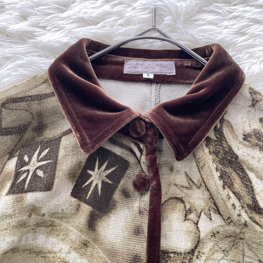 トクコプルミエヴォル 総柄ベロアシャツ M 天使 エンジェル