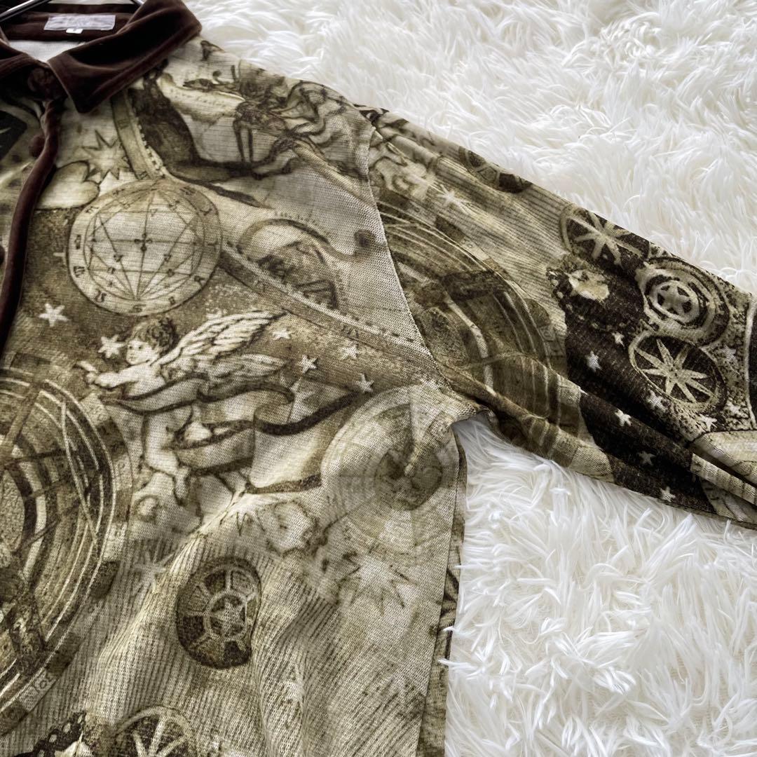 トクコプルミエヴォル 総柄ベロアシャツ M 天使 エンジェル