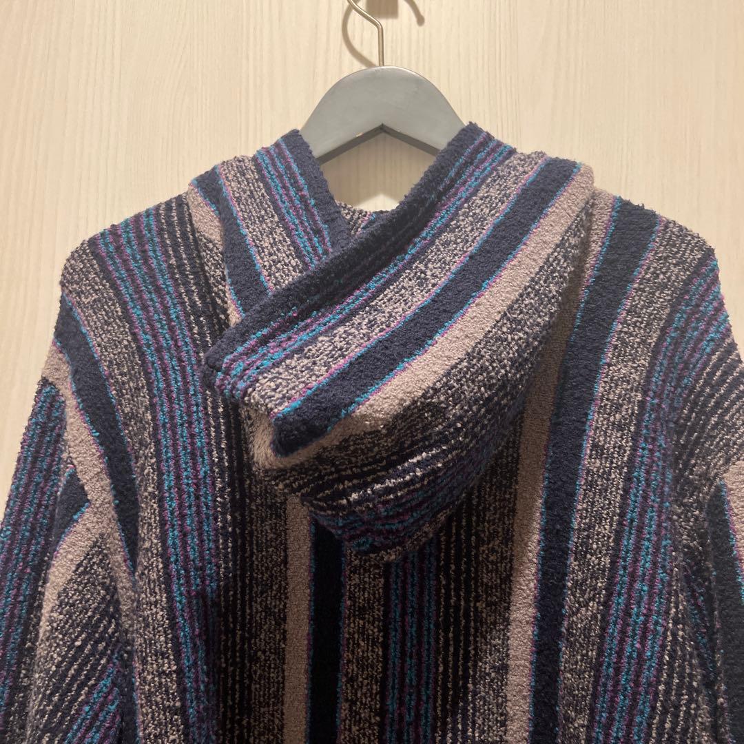 DESCENDANT ストライプ フード付きニット