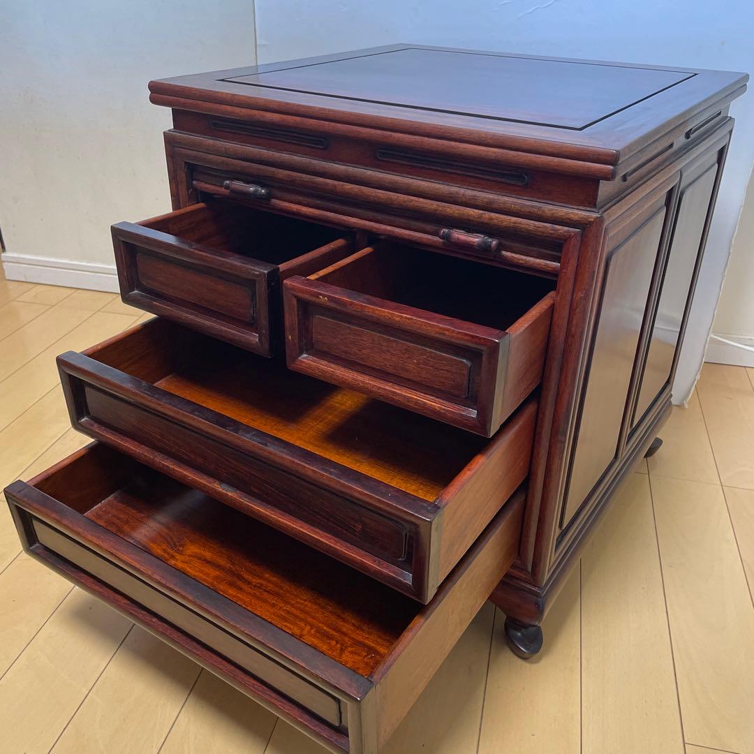 【美品】唐木家具 蛇腹扉•収納付ミニチェスト ヴィンテージ