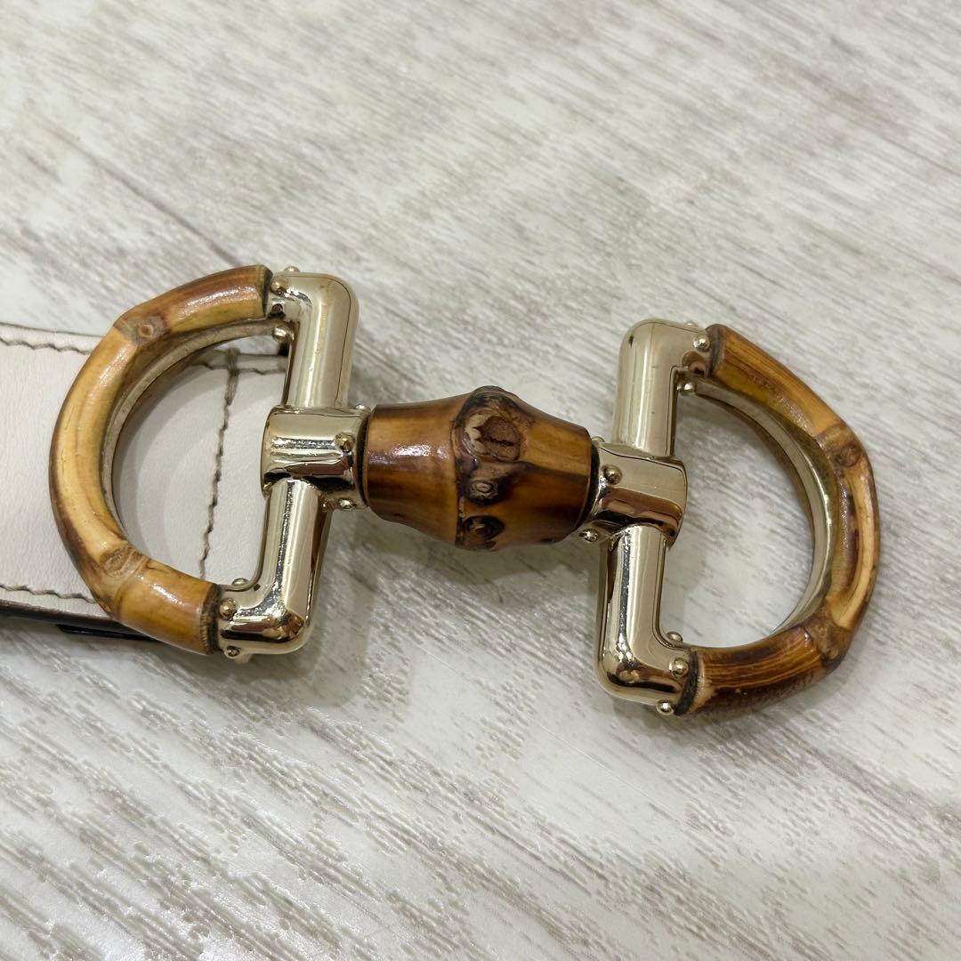 た*か様 希少 美品 オールドグッチ ベルト バンブー ホースビット アイボリー