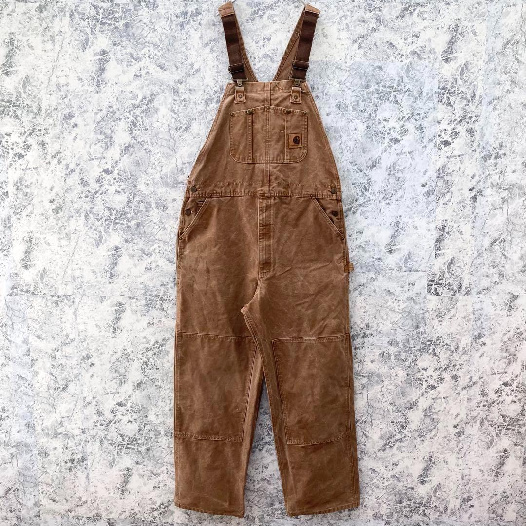 メキシコ製 カーハート 古着 ダック地 ダブルニー オーバーオール 極太 00s