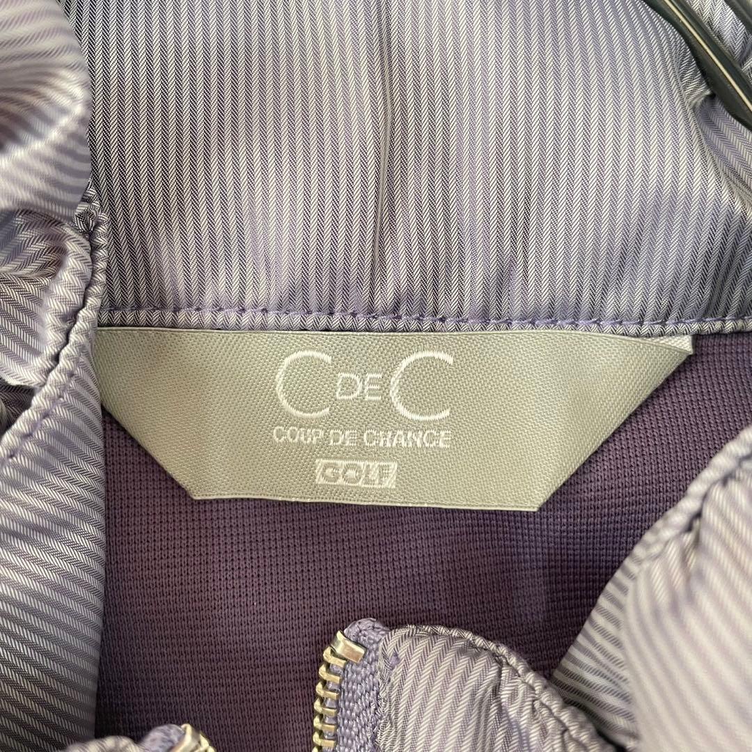 COUP DE CHANCEゴルフハーフジップ 半袖ワンピース紫38 切り替え