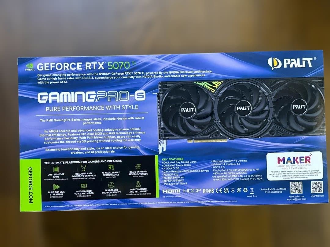 （新品未使用 領収書つき）Palit RTX 5070 Ti GamingPro