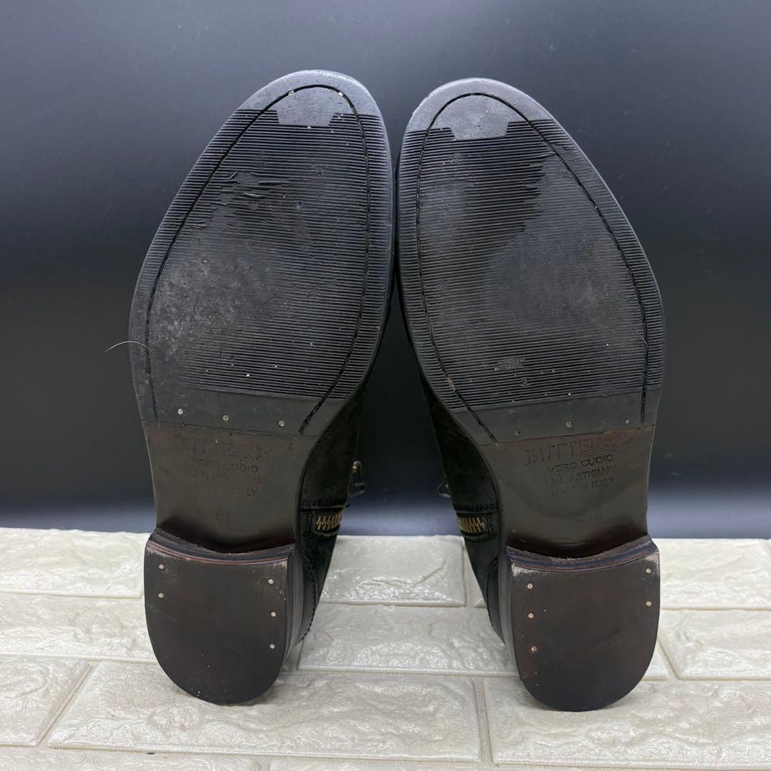 【良品】BUTTERO ブッテロ サイドジップブーツ 41.5 レザー ブラック