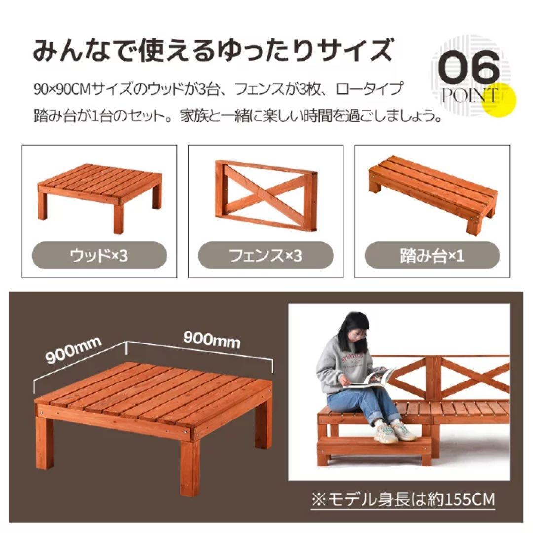 ウッドデッキ 天然木 キット　ベランダ 踏み台付 キットウッド