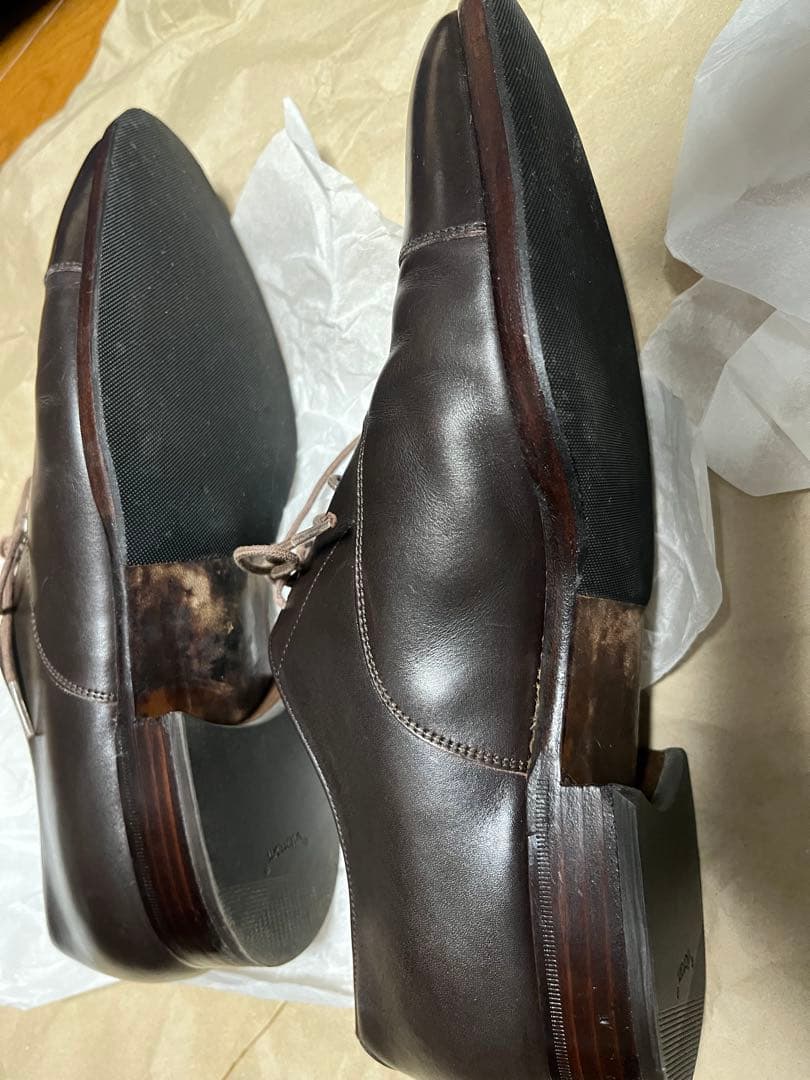 ファクトリエ 革靴 ストレートチップ ダークブラウン