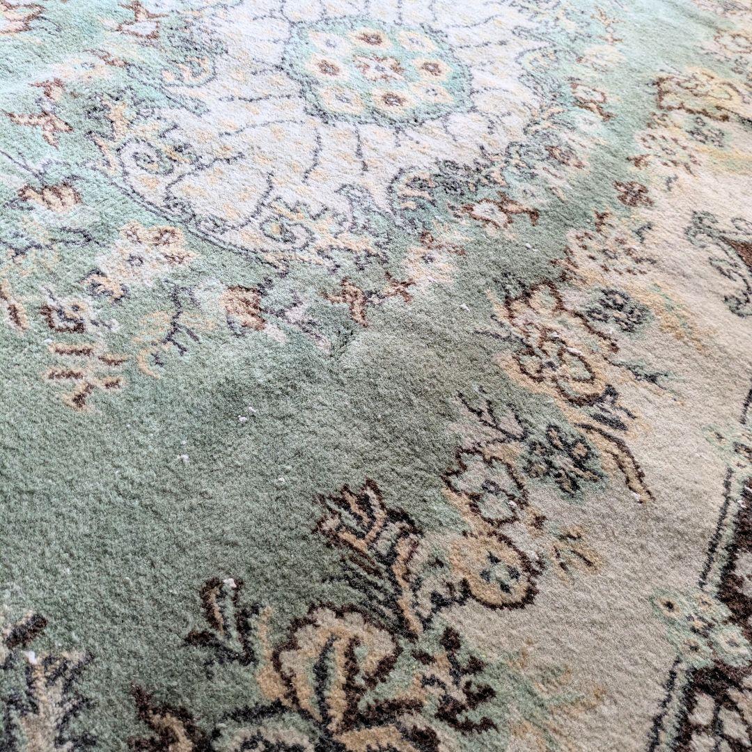 116×219 メダリオングリーン　トルコヴィンテージラグ