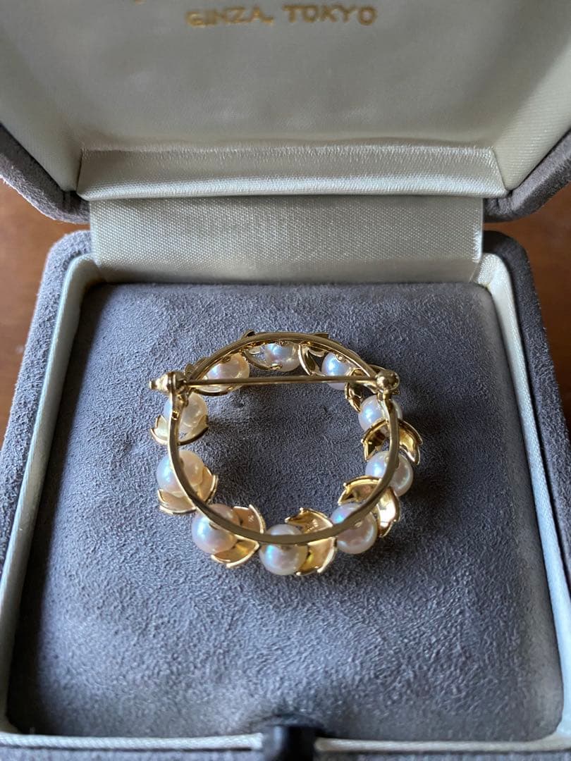 12.31までお値下げ！ミキモト　真珠 リーフモチーフ 月桂樹　ブローチ　K18