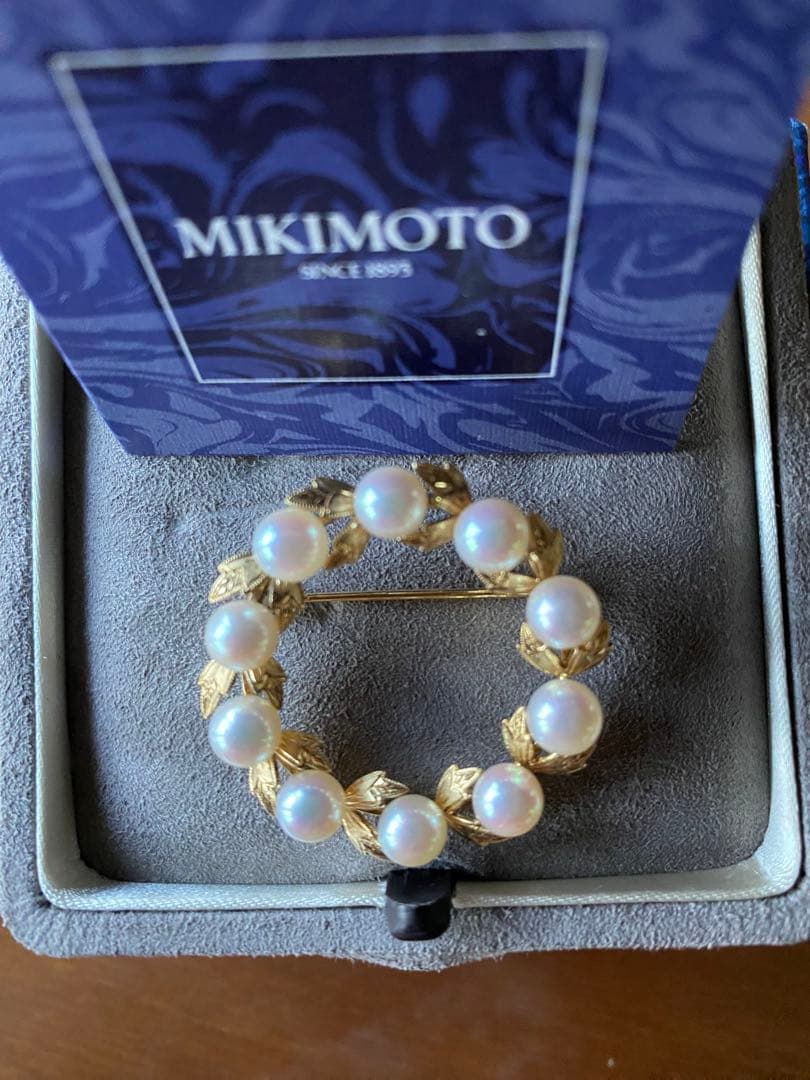 12.31までお値下げ！ミキモト　真珠 リーフモチーフ 月桂樹　ブローチ　K18