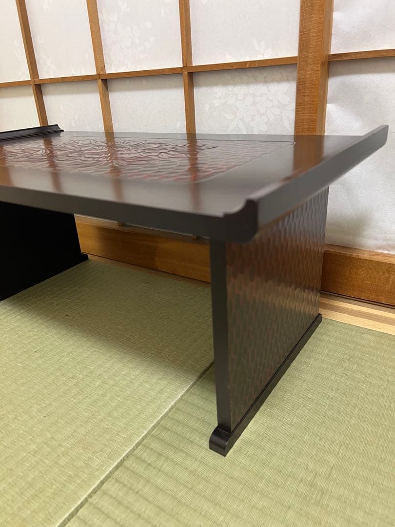 鎌倉彫花柄折りたたみ　レトロモダン昭和レトロ　花台写経台伝統工芸二月堂和風