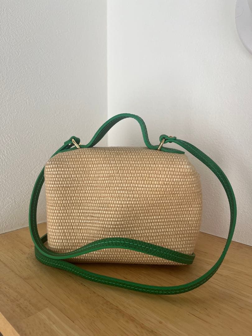 Longchamp 花柄刺繍 ベージュ かごバッグ