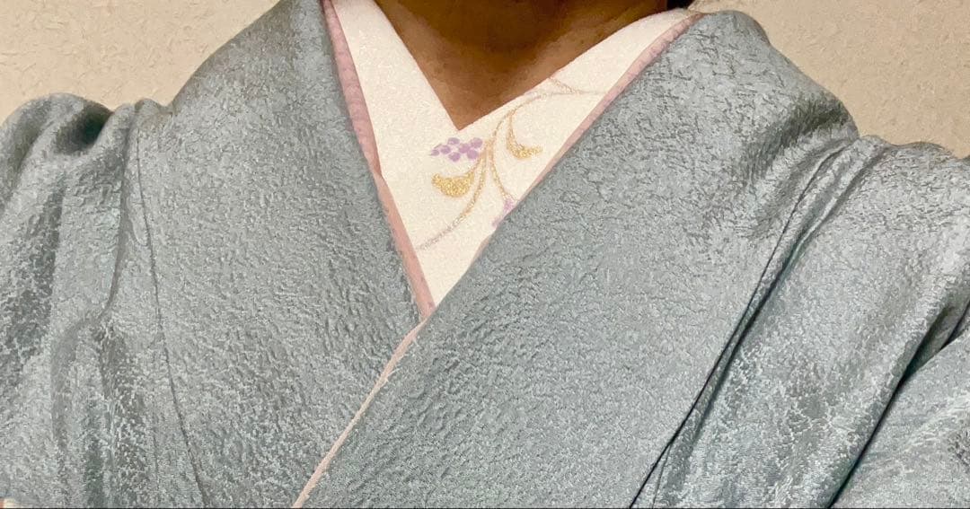 値下げしました❣️色無地 袷★重ね衿付き★逸品 ロング