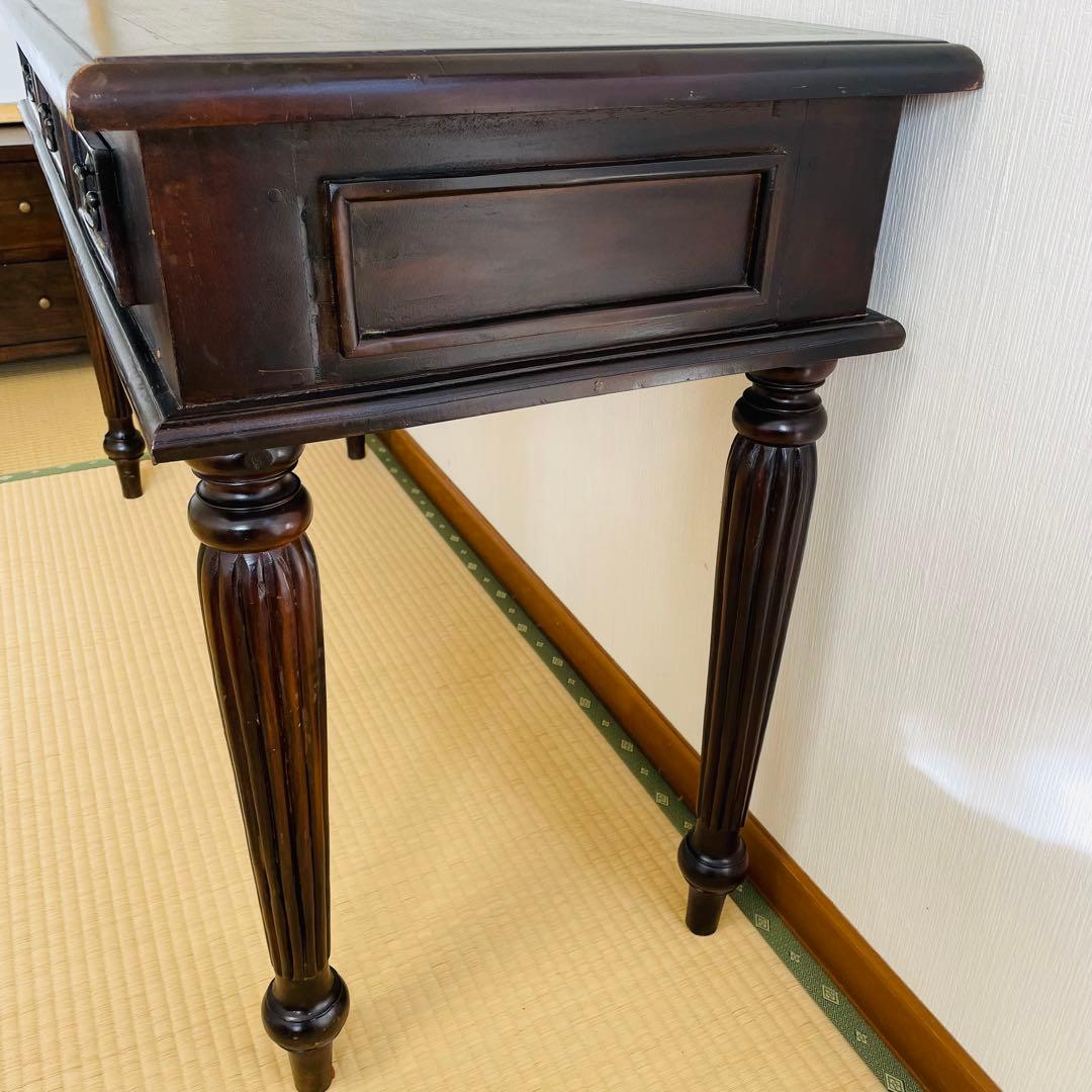 アンティーク調 木製デスク 幅128cm 引き出し3杯