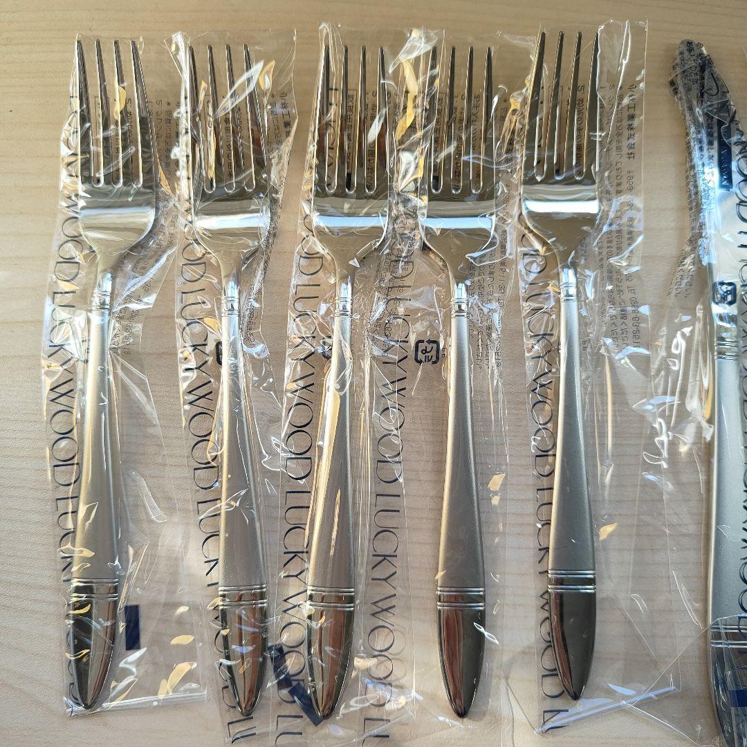 未使用　LUCKYWOOD　ラッキーウッド　カトラリーセット　25本　18-8