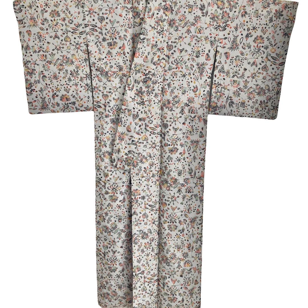 身丈162 セミアンティーク お召　着物　NO6