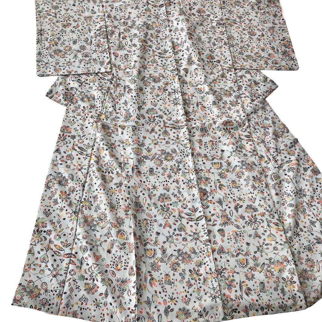 身丈162 セミアンティーク お召　着物　NO6