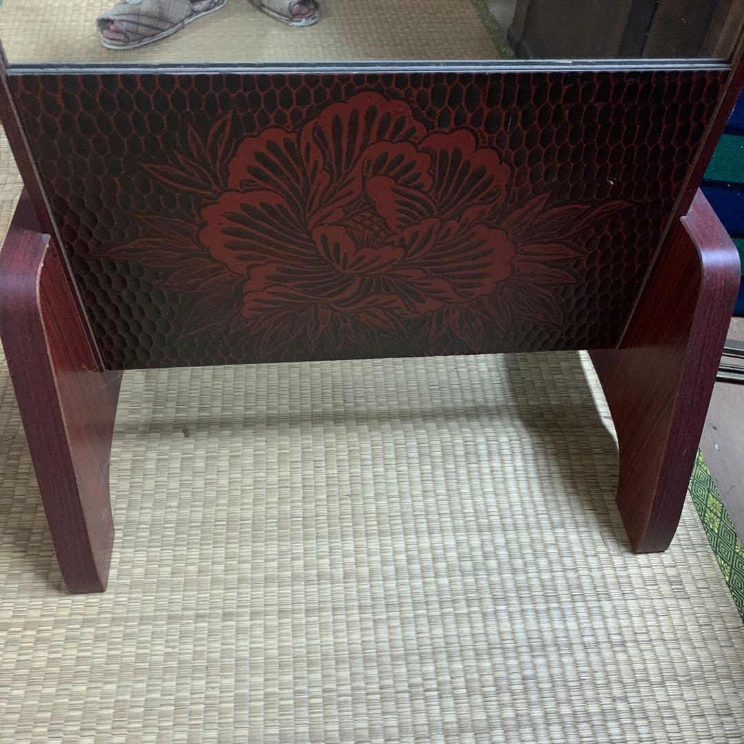 鎌倉彫 姿見 アンティーク鏡 日本板硝子 送料込み