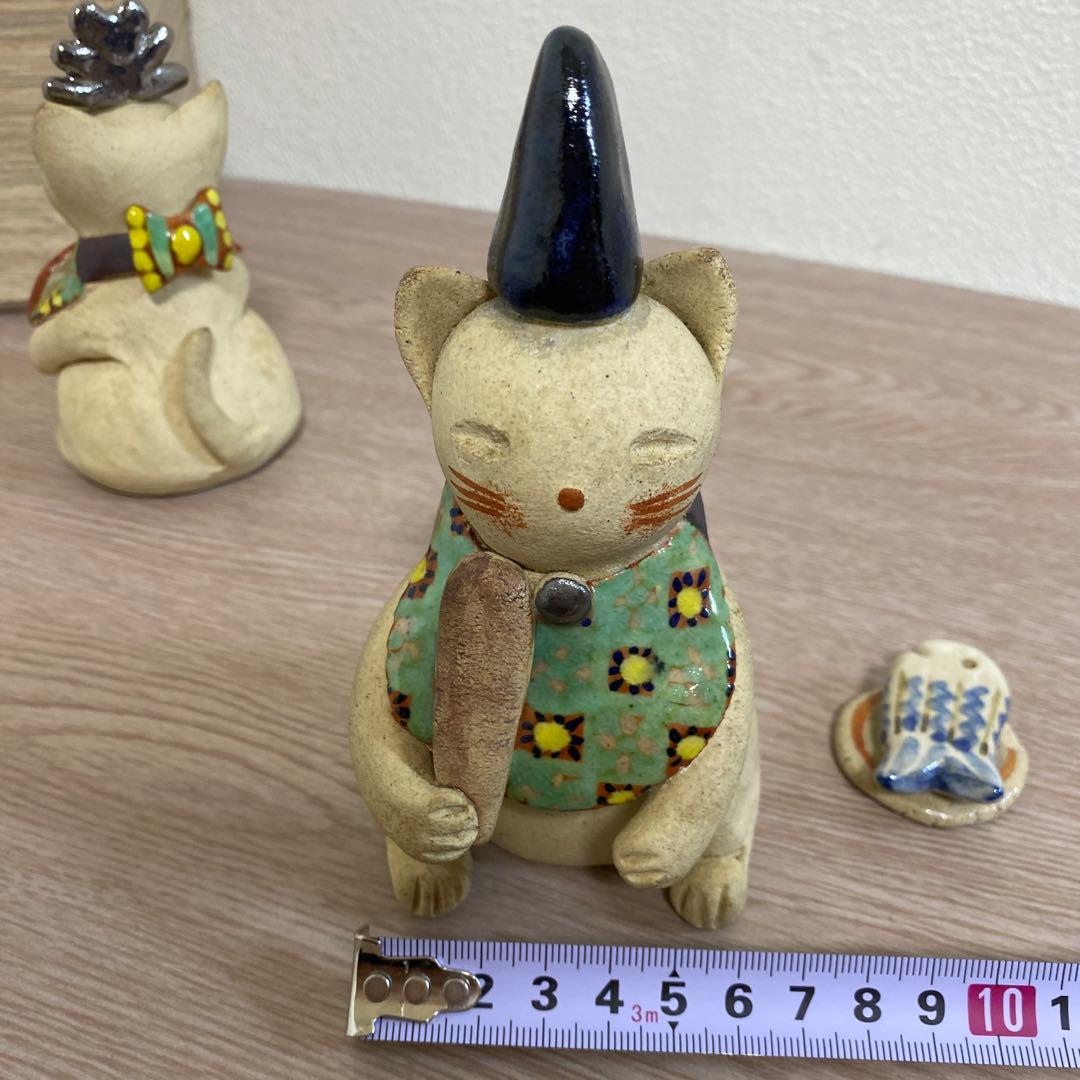 一点物　希少　益子焼　加藤麻里作　陶器雛人形 猫の嫁入り