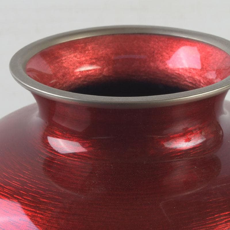 七宝焼　赤透釉　四君子文　花瓶　V　9699A