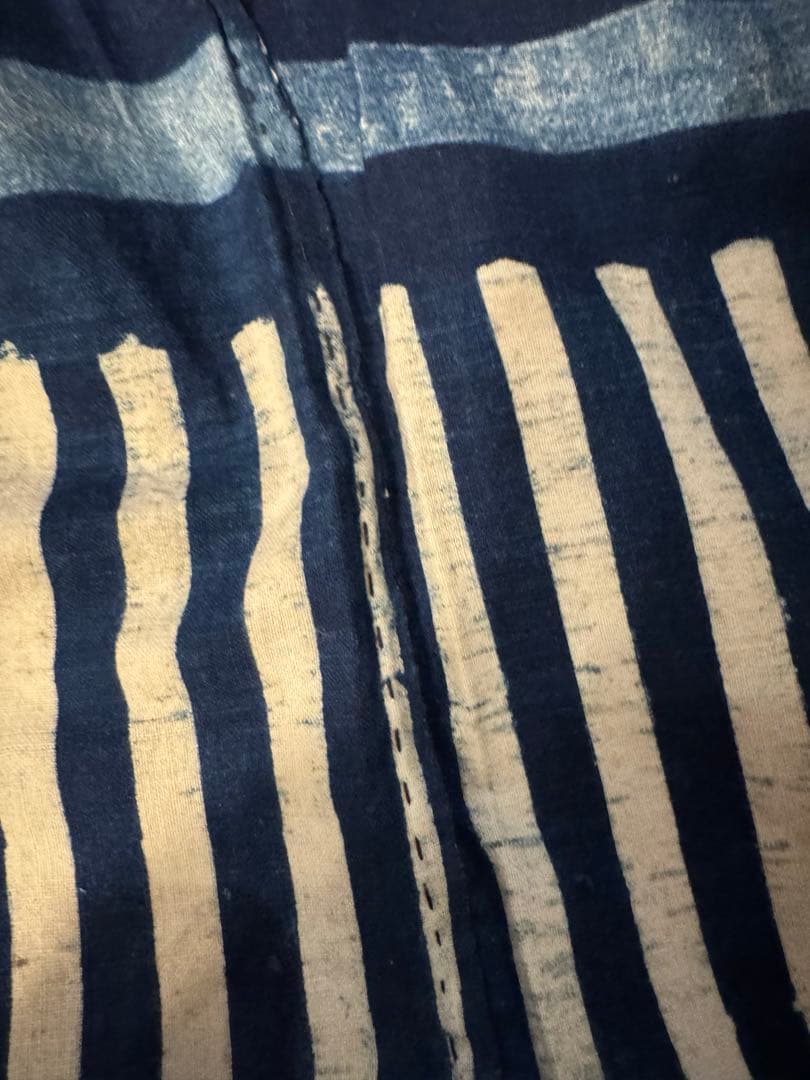 ①骨董レア品　日本　古布　藍染木綿　6m超　東北馬飾り　コレクター　リメイク材料