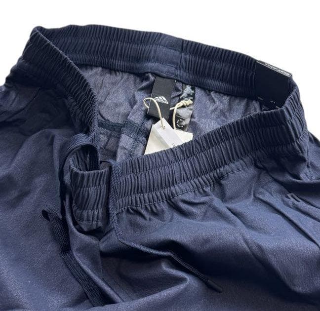 B新品 L アディダス adidas デニム風 ウーブン セットアップ 上下 紺