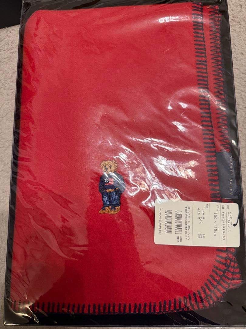 ✴︎新品✴︎ ラルフローレン　ハーフブランケット　ホリデーベア　100×140 赤