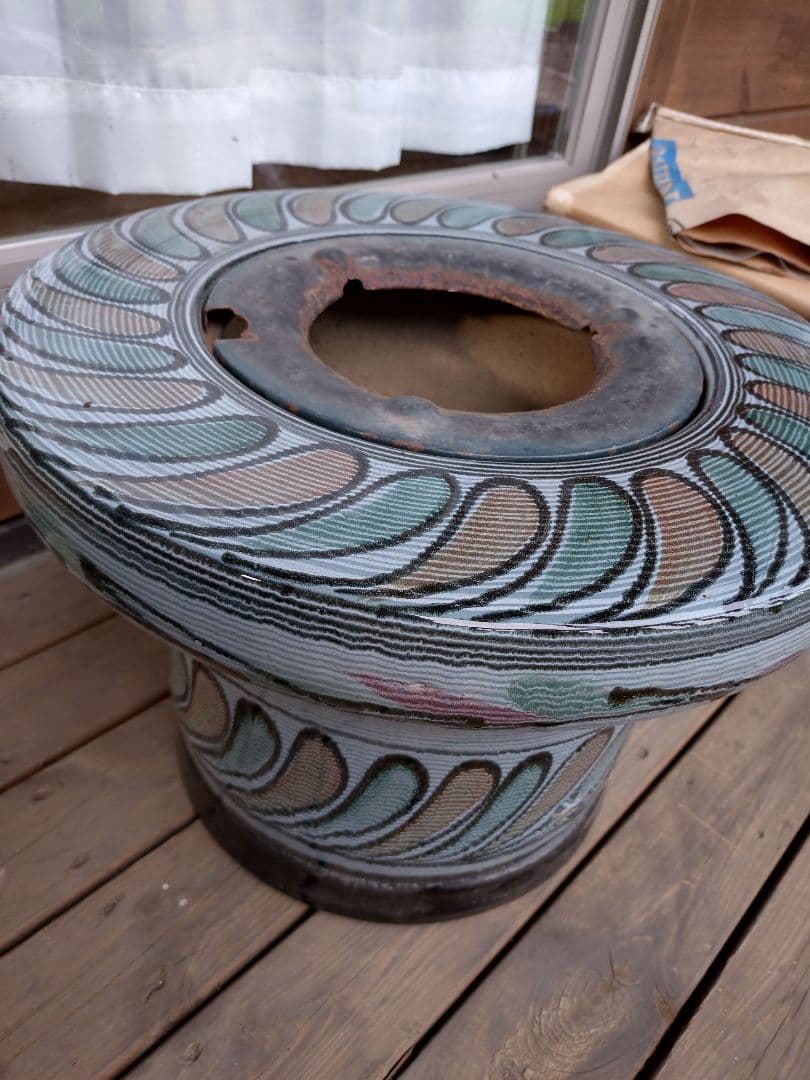 七輪　火鉢　ブルー　災害対策　インテリア