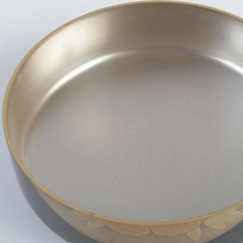 茶道具　高崎秋峰作　螺鈿装飾　扇面蒔絵　内銀溜　平棗　共布共箱　V　9695