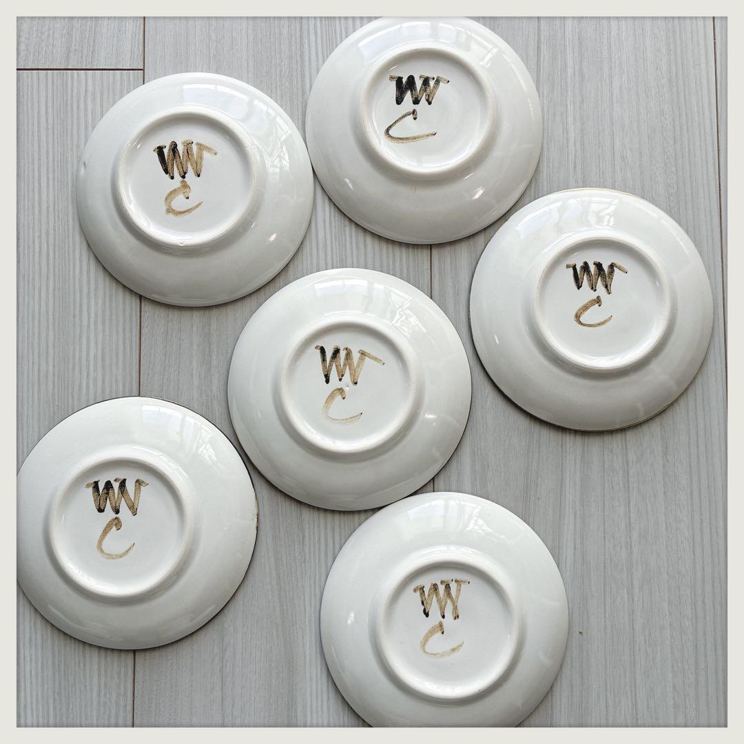 英国ヴィンテージ　RyePottery Wally Coll作　小鳥小皿x6枚組